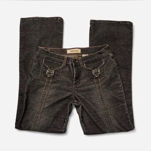 SOLD Y2K mid rise brown corduroy flare pants with super cool pockets